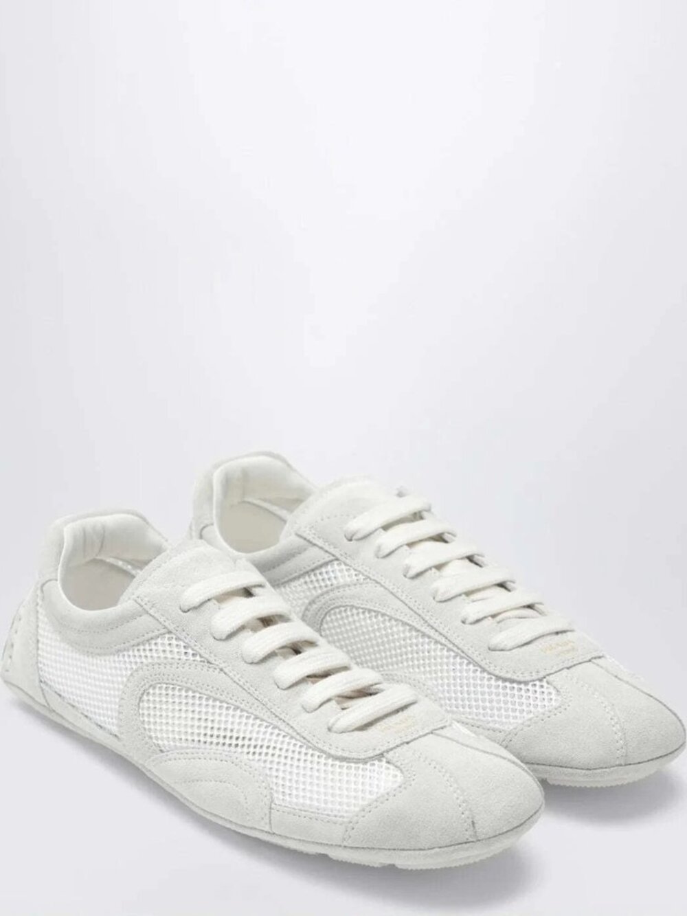 $1150 Prada Men’s White Montecarlo Re-Edition 2005 suede sneakers, Sz UK 10.5